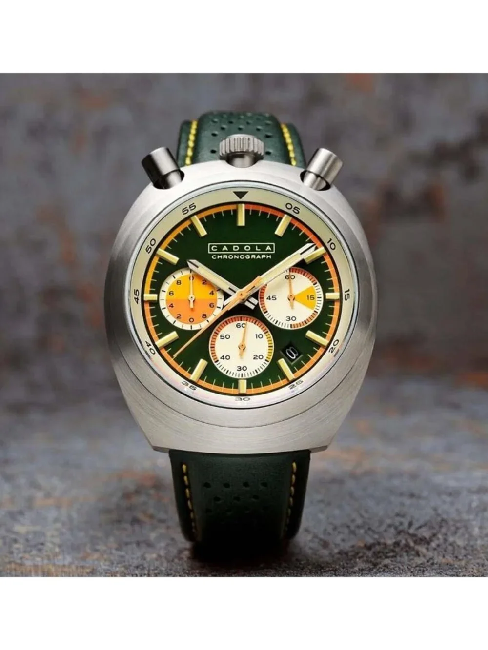 NWT Cadola Testa Di Toro Chronograph Quartz Green Dial Men's Watch